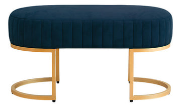 Banco Recamier Puff Glow Veludo Bege 75cm Zahav Estofados