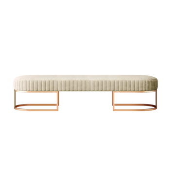 Banco Recamier Glow 193cm Cama Box Casal Base Em Aço Dourado