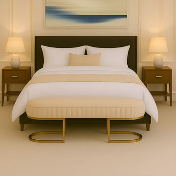 Recamier Glow 110cm Puff Premium Sala E Quarto Base Dourado