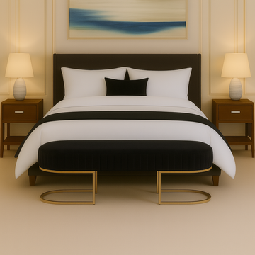 Recamier Glow138cm Cama Box Casal Queen Base Champanhe Zahav